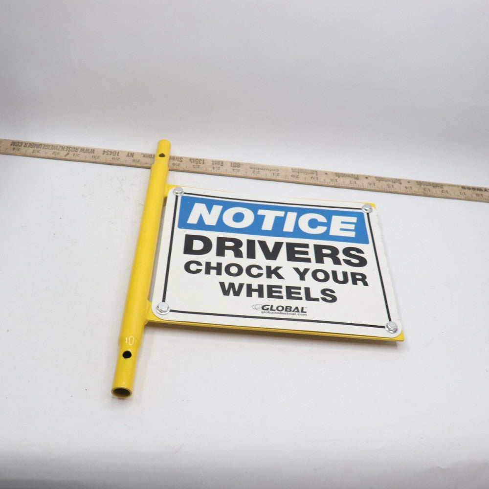 Global Industrial Wheel Chock w/ Safety Sign & Handle Aluminum - Sign Part Only