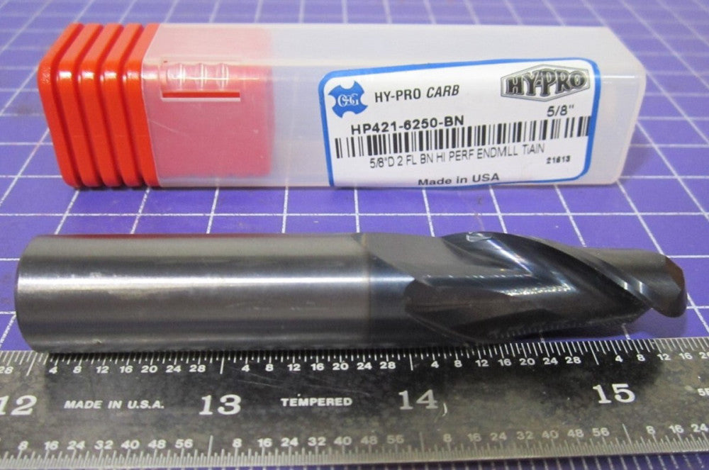 OSG (HP421-6250-BN) 5/8" Ball End Mill 1-1/4" LOC 2F TiAlN Solid Carbide