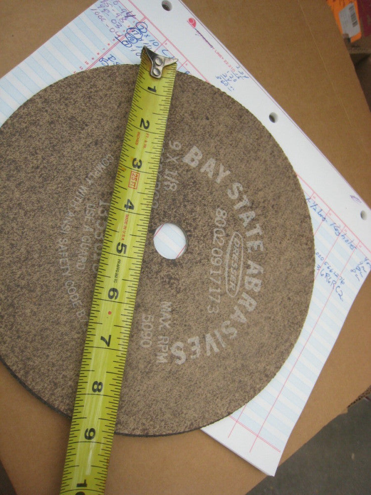 10 Bay State 9" x 1/8" x 7/8  Abrasive Wheels For Cutting Dresser Ind. # 91717-3