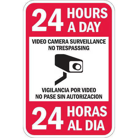 Lyle T1-1080-Eg_12X18 24 Hours A Day Video Camera Surveillance No Trespassing,