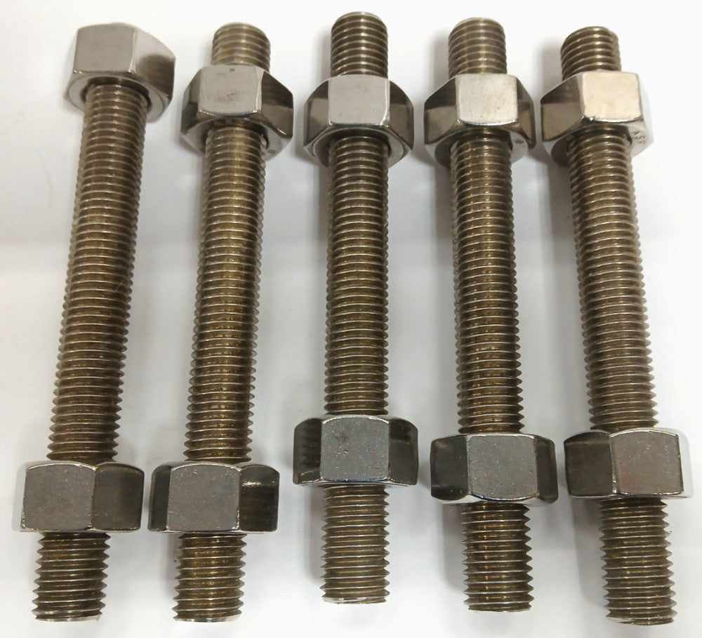 THREADED STUD W/NUT 3/4-10 LOT OF 5 LENGTH 7" STAINLESS STEEL