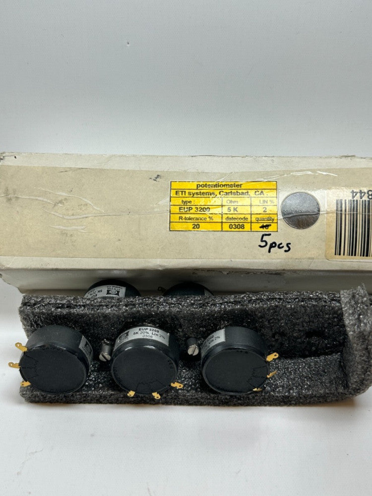 ETI System EUP 3200 Potentiometers (Box of 5) Ohm  5K Lin % 2 - New Fast Ship