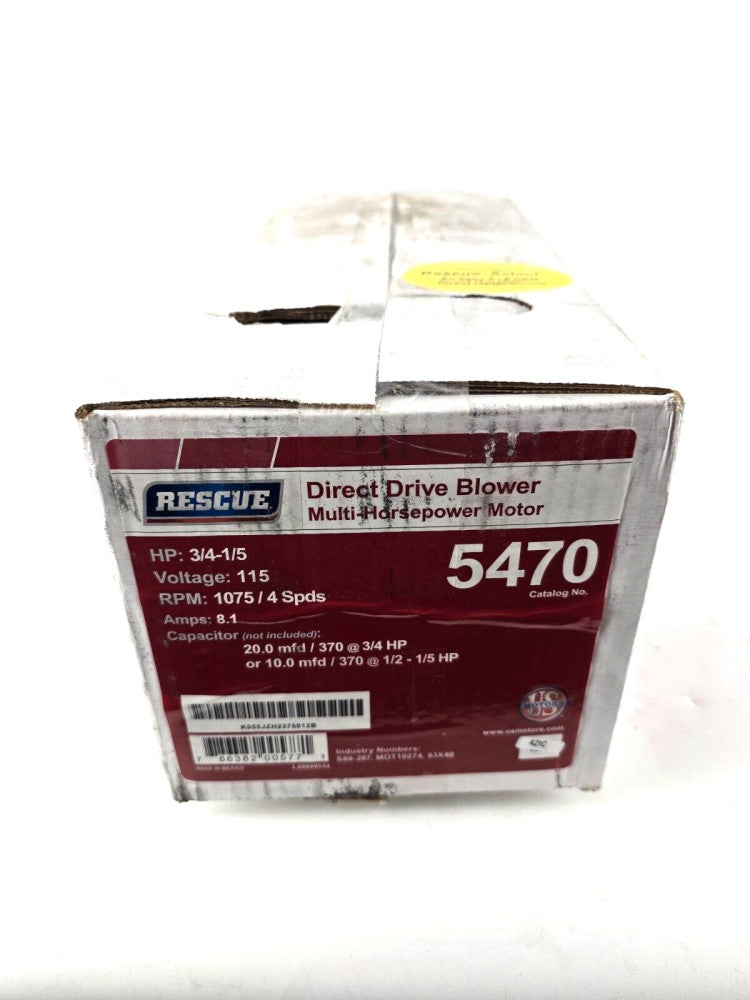Rescue 5470 US MOTORS Direct Drive Blower Motor 3/4-1/5 HP, 1075 RPM 4 SPD 115V