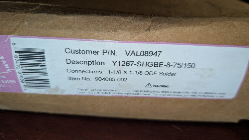 Sporlan Bybass Discharge Valve Y1267-SHGBE-8-75/150 904085-002 New & Sealed