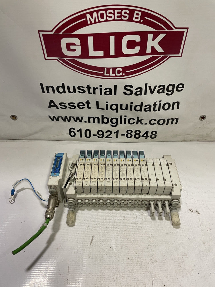SMC EX260-SEN1 Ethernet/IP 13 Valve Manifold w/ (10) SY5201R-5U1 Valves