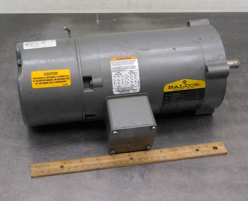 Baldor VBM3538 Brake Motor .5 HP 1725 RPM 3PH 60 Hz 56C 230/460V 3420M