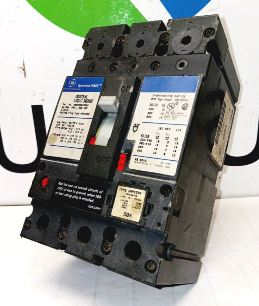 GE 60 Amp Circuit Breaker W/ 50 Amp Plug 600 VAC 3 Pole  SEDA36AT0060