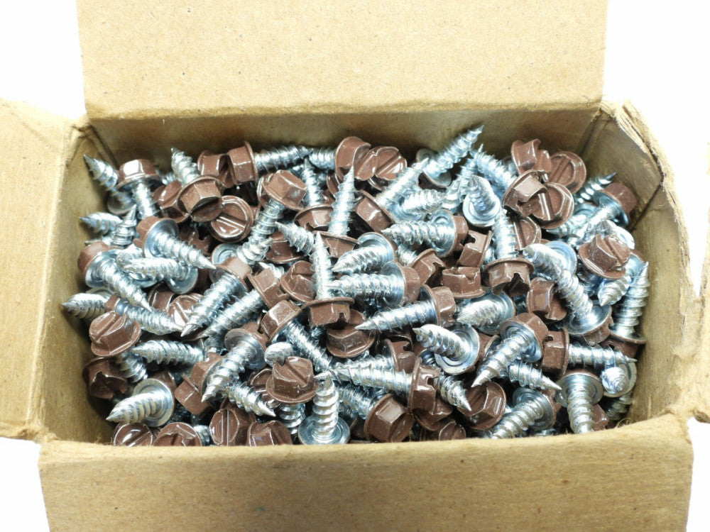 #8X1/2 HEX WASHER HEAD SELF DRILLING SCREWS ROYAL BROWN 1000PCS
