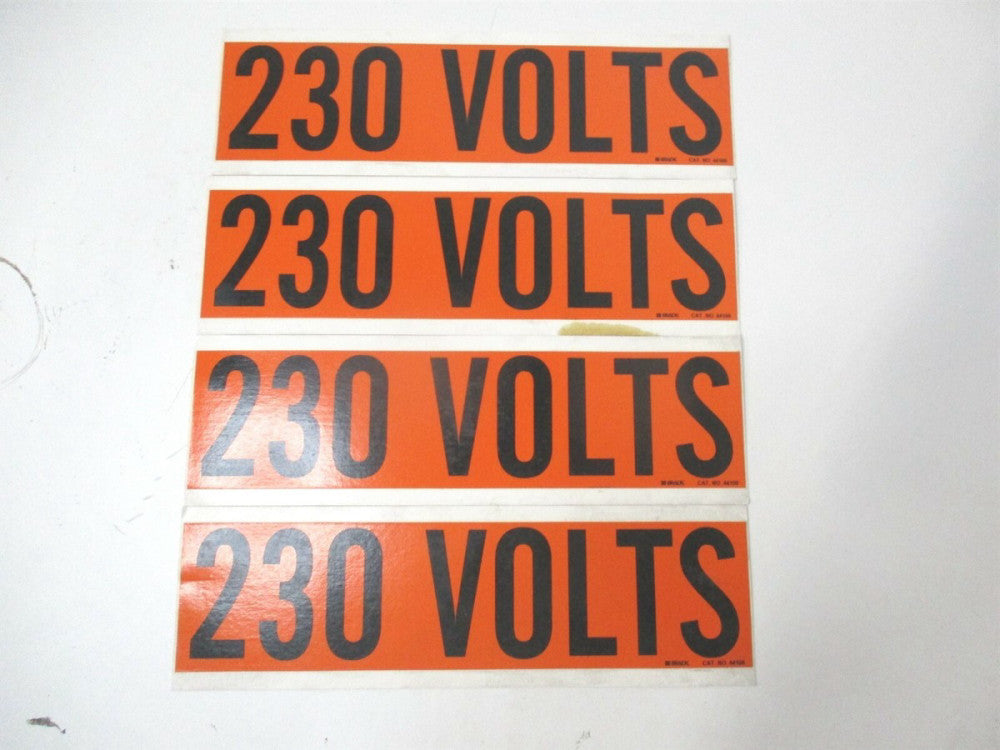 Brady (44108) 9 in x 2-1/4 in 230 Volts Self-Stick Vinyl Voltage Markers - Qty 4