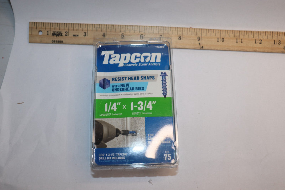 (75-Pk) Tapcon Hex Head Concrete Screw Anchor 1/4" x 1-3/4" 24320