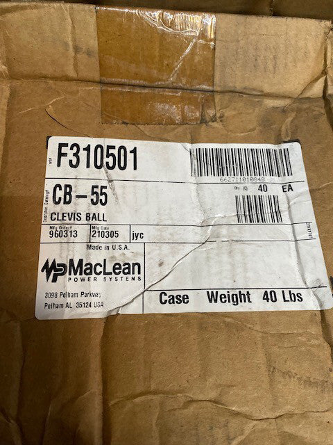 (Case of 40) Maclean Power Systems CB-55 Clevis Ball