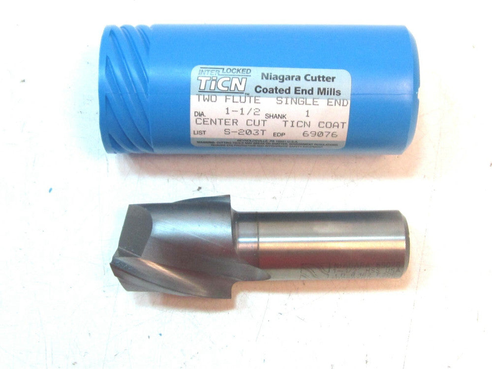 69076 Niagara HSS TiCN 1-1/2 X 1-5/8 X 4-1/8 X 1 Center Cutting End Mill New