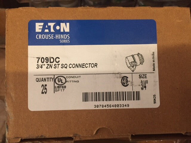 (Box of 25) Eaton Crouse-Hinds 709DC Straight Non-Insulated Connector (NEW)
