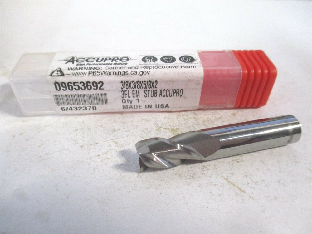 (12182181) 3/8" x 5/8" x 3/8" x 2" OAL Solid Carbide 3 Flute Square End Mill 