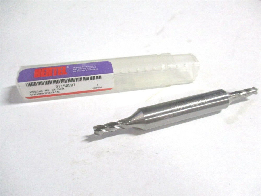 (E2053010) 5/32" x 7/16" x 3/8" x 3-1/8" OAL Cobalt RH 4 Flute Square End Mill 