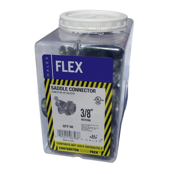 Halex 3/8 in. Flexible Metal Conduit (FMC) Saddle Connectors (50-Pack) 06703B