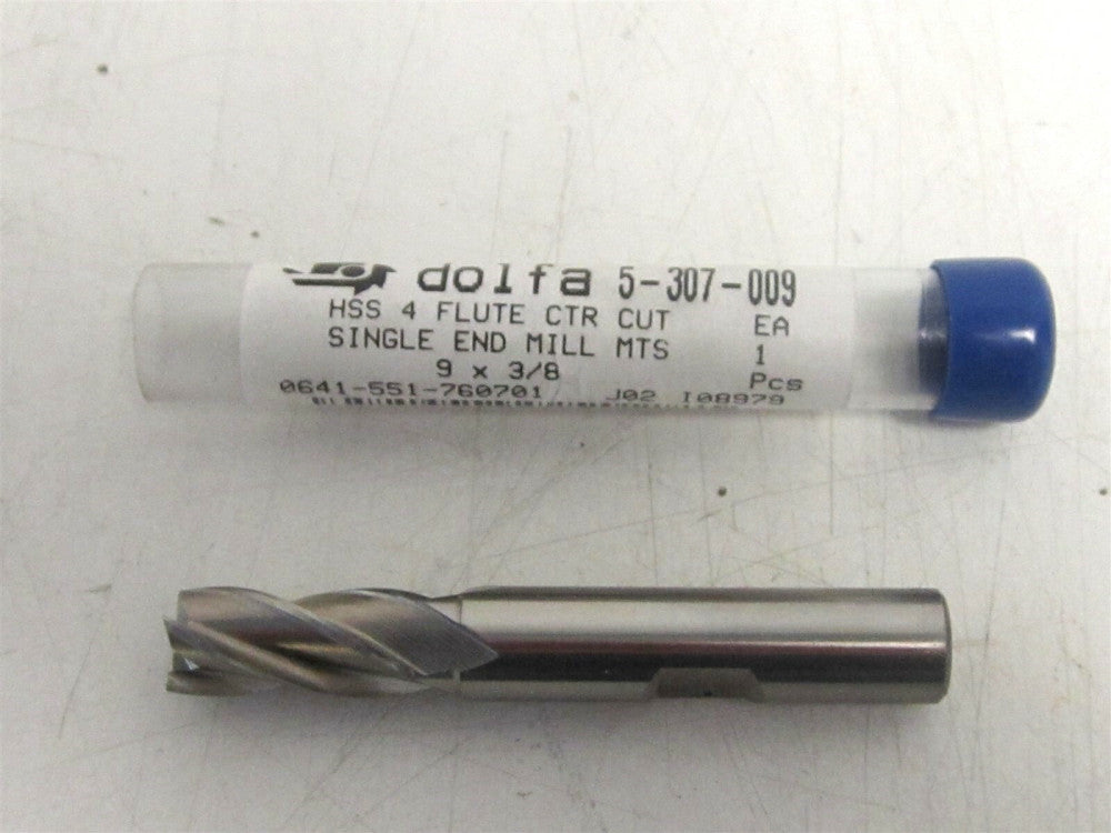 TMX (5-307-009) 9mm HSS 4F Square End Mill 9mm x 3/4 x 2-1/2 x 3/8 