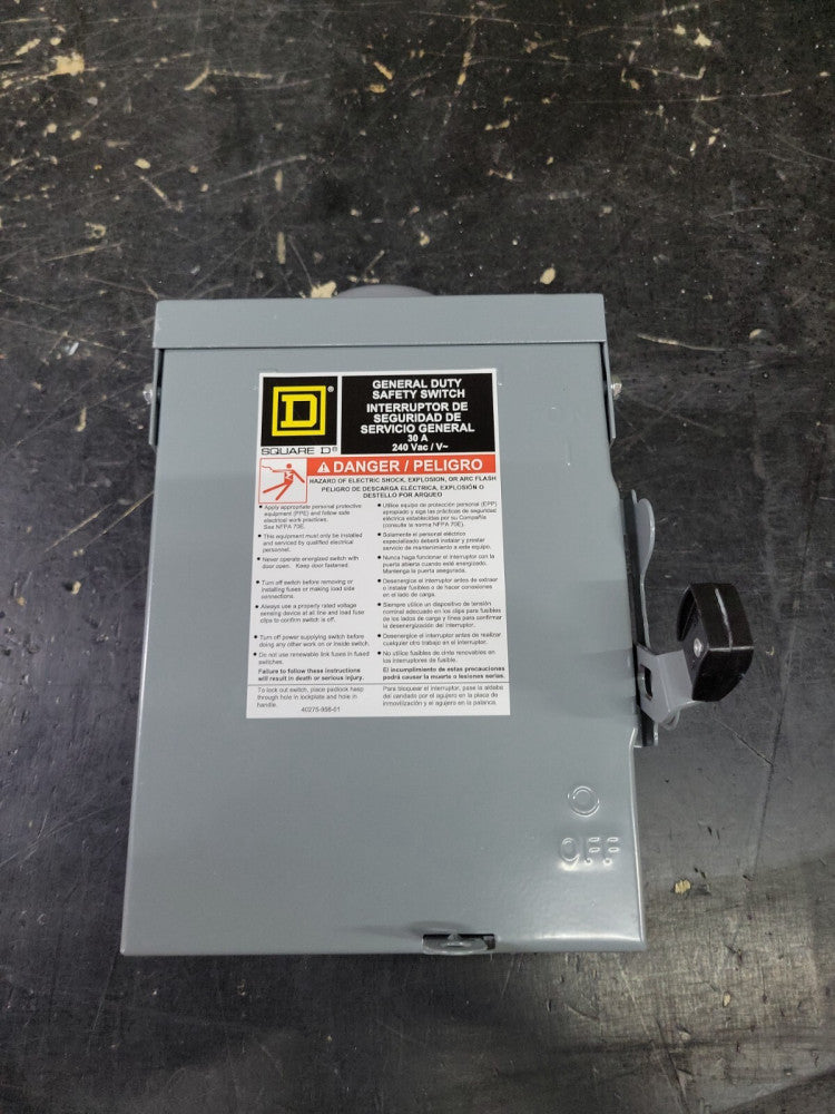 NNB SQUARE D D321NRB Safety Switch Fusible 240V 3Pole 30A NEMA 3R  Neutral