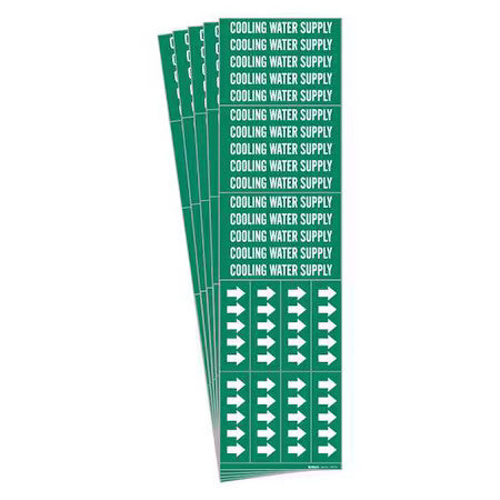 Brady 7072-3C-Pk Pipe Marker,Cooling Water Supply,Pk5