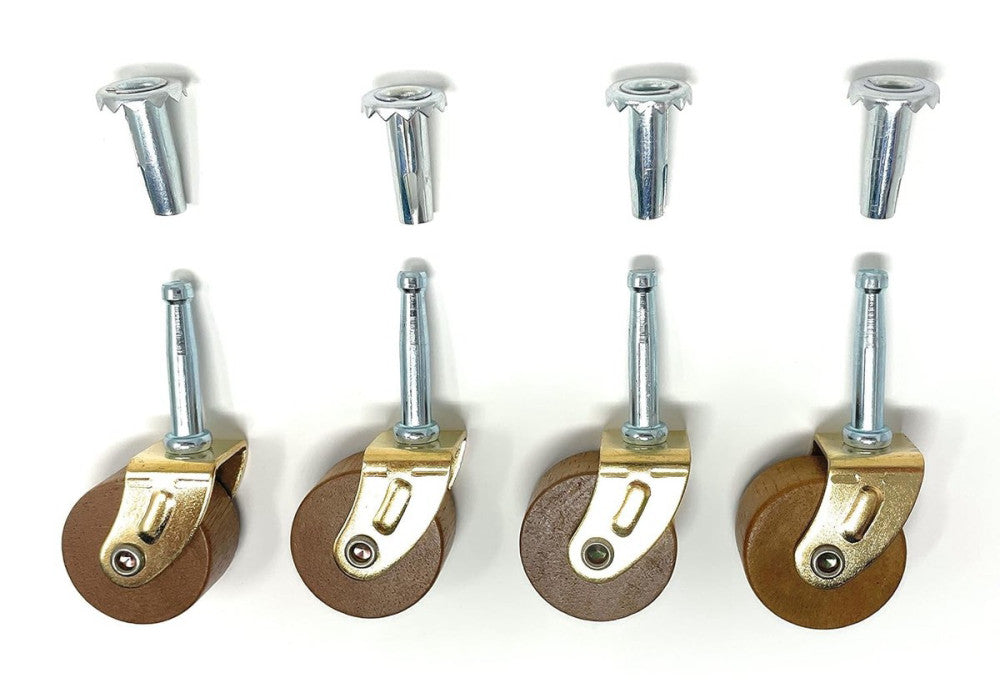 Metal Magery Medium 1 5/8" Hardwood Casters Pack of 4 Vintage Antique Black 