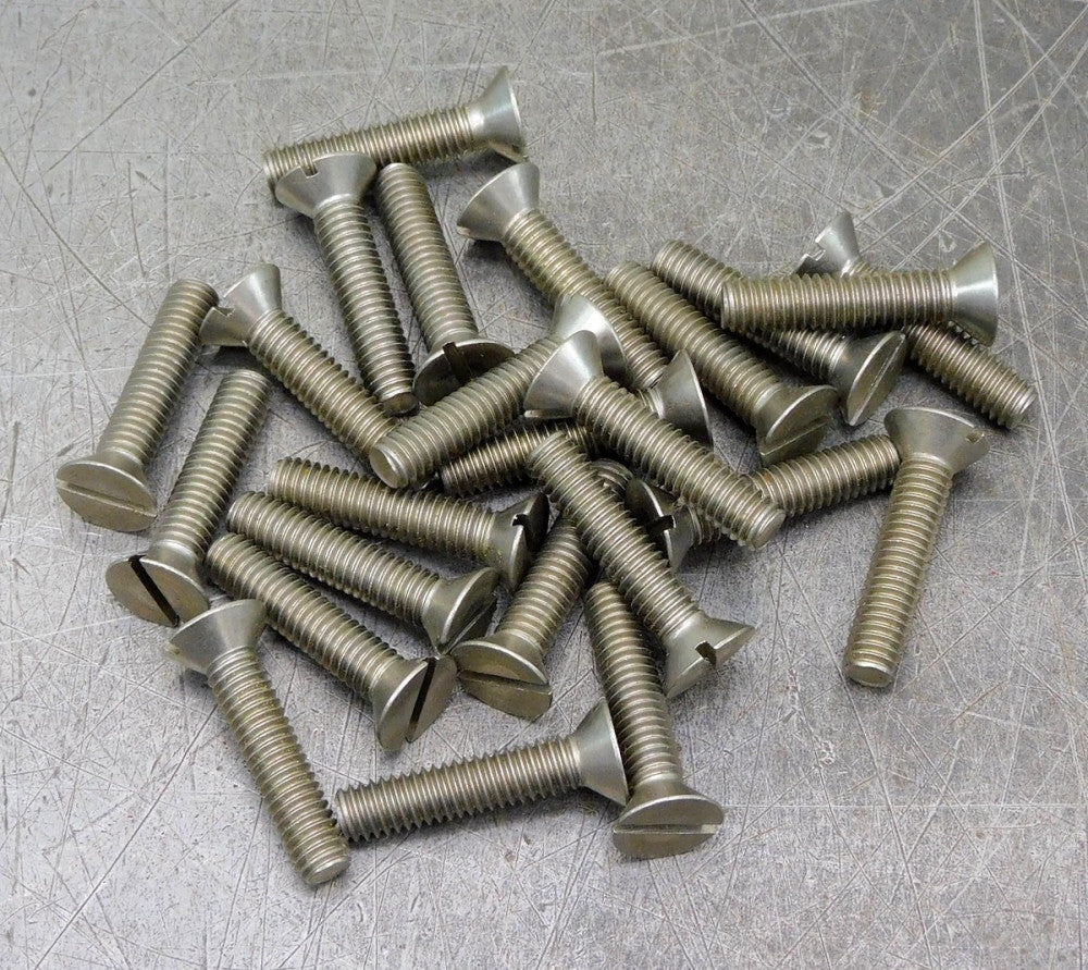Lot of (25) Stainless Steel SS 5/16-18 x 1-1/2" SAE Slotted Flat Head Screw Bolt