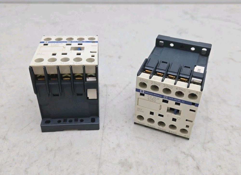 2 Pack Telemecanique CA3KN40BD Control Relay 24 Vdc 10 Amp 4 Pole N.O. Used