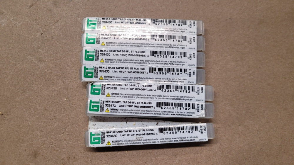 Lot of 7 Greenfield 328430 M6 X 1.0 Hand Taps D5 4FL Straight Plug HSS