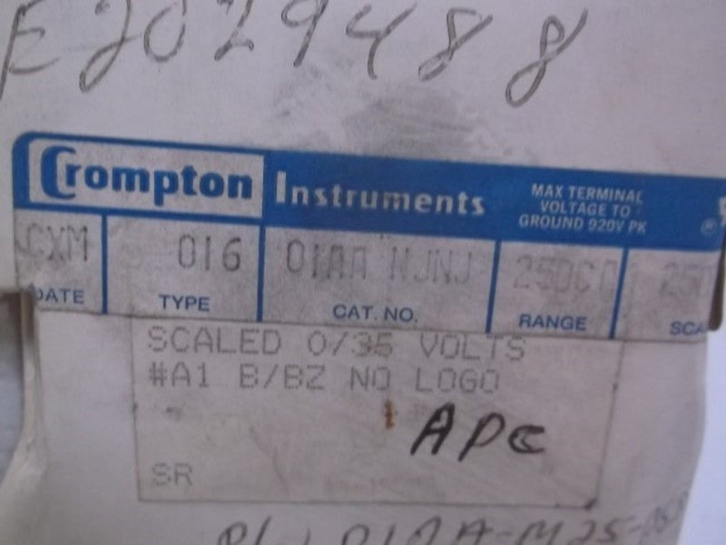 CROMPTON 01AA NJNJ PANEL METER 0-25 DC AMPERES  NSMP