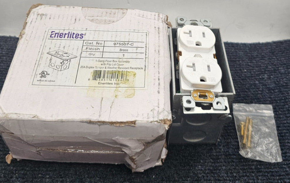 Enerlites 975507-C: 1-Gang Floor Box Assembly 20A Duplex Tamper Receptacle