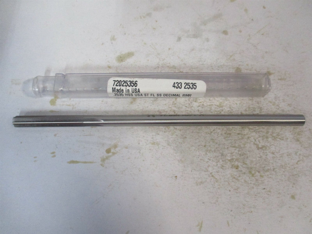 (433-0.2535) 0.2535" x 1-1/2" x 6" Straight Shank HSS 6-Flute Chucking Reamer 
