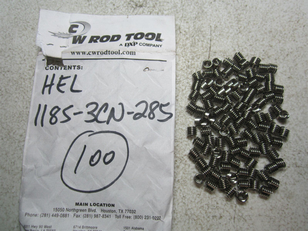Heli-Coil (1185-3CN285) #10-24 UNC 0.285" OAL Free Run Helical Insert - Qty 100