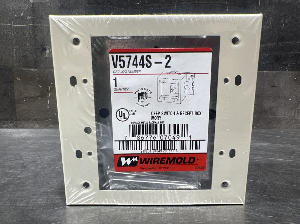 NOS SURPLUS Wiremold V5744S-2 Two Gang Deep Switch and Receptacle Box  Ivory