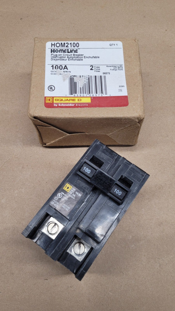 Square D HOM2100 100 Amp 2 Pole Plug-On Circuit Breaker 120/240VAC