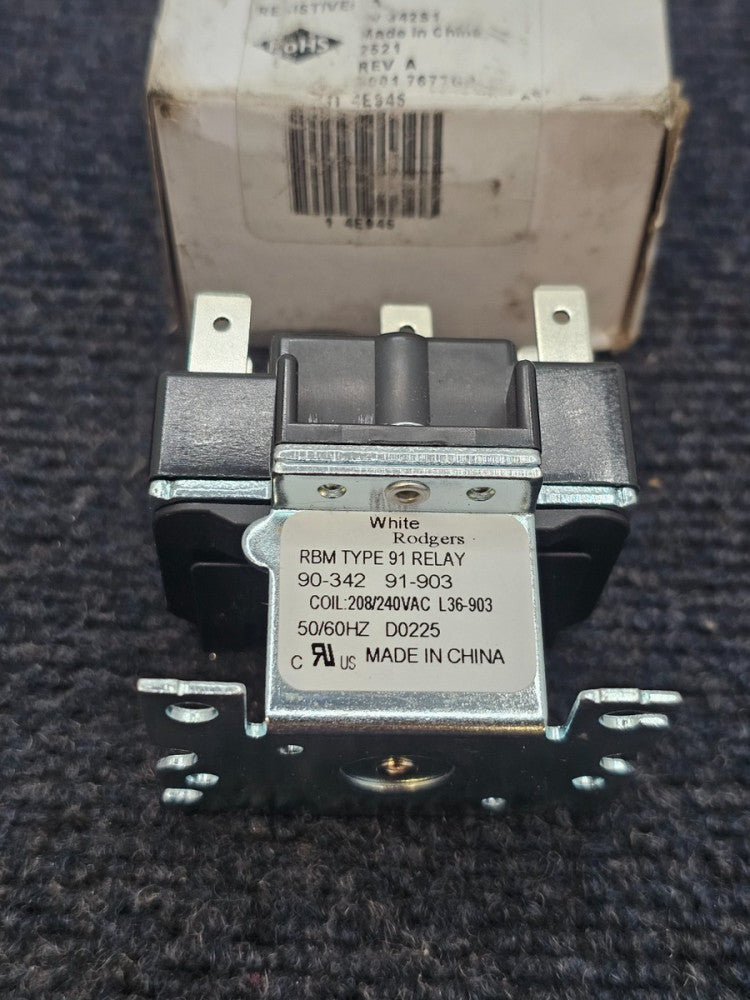 (QTY 2) White Rodgers 90-342 DPDT Switching Relay Type 91, 208/240VAC 60Hz