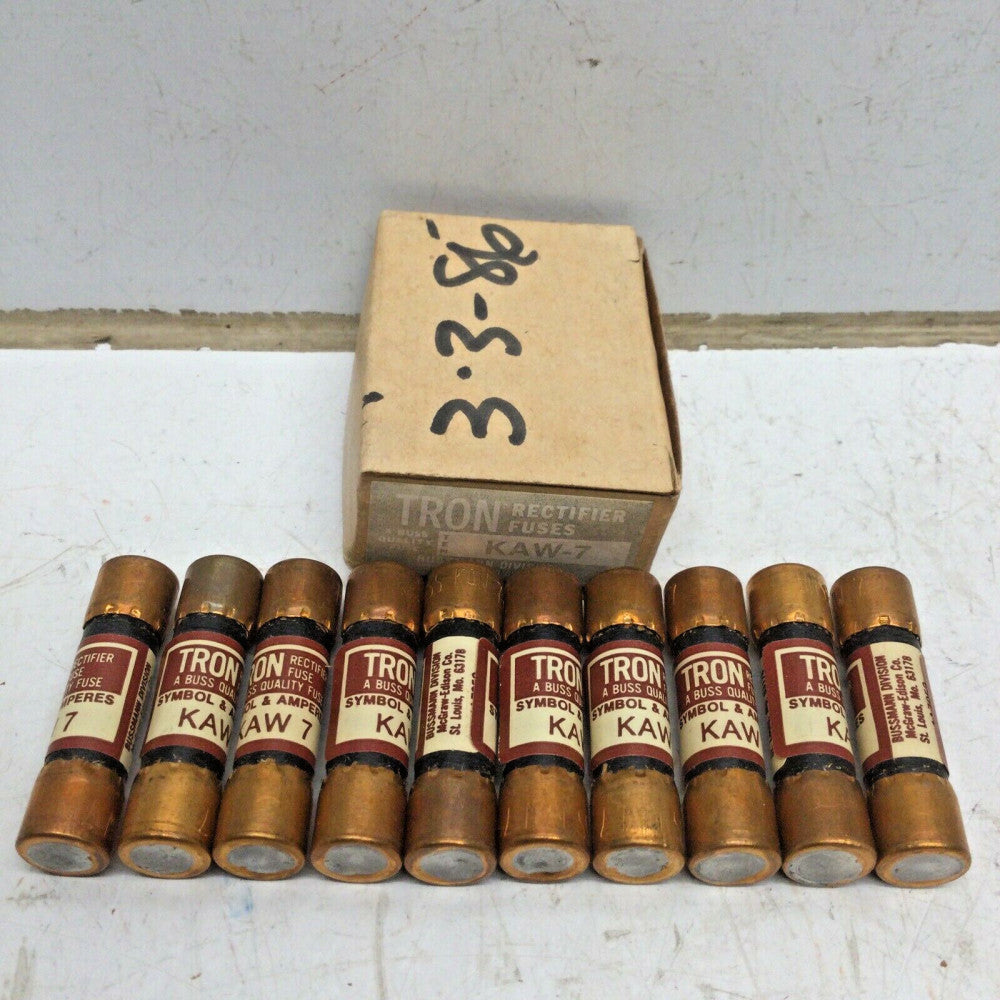 BUSS BUSSMANN TRON KAW-7 Rectifier Fuse 7 AMP 130VAC (LOT of 10)