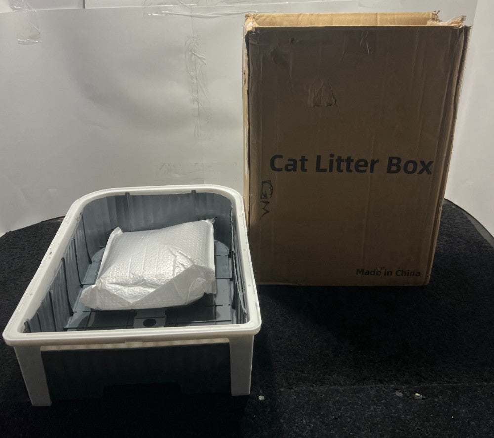 ATUPEN Enclosed Cat Litter Box with Lid, Large Litter Scoop High Wall Sides Grey