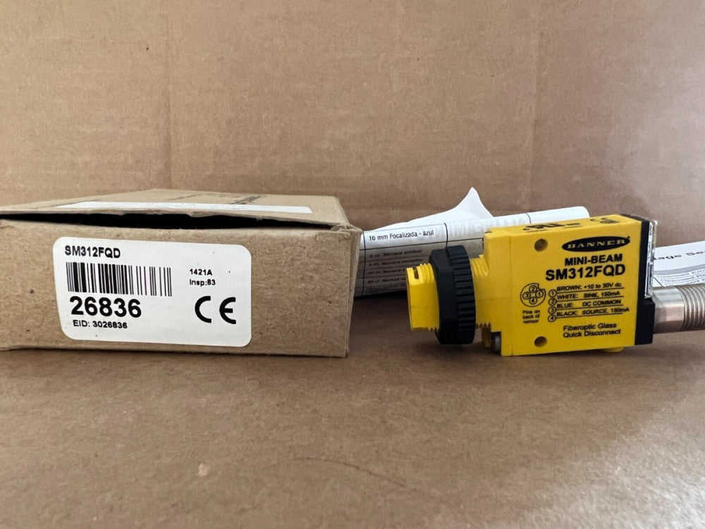 BANNER ENGINEERING, MINI BEAM SENSOR, SM312FQD, 26836 10-30VDC MAKE OFFER!