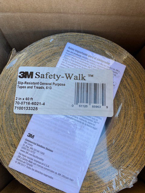 3M Safety-Walk High Visibility 613 Roll Black Yellow Slip-Resistant Tape 2”x60’