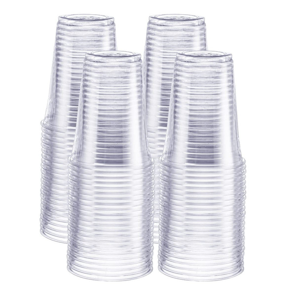 [16 oz. - 100 Pack] Crystal PET Clear Plastic Cups for Party - Ideal for Cold...