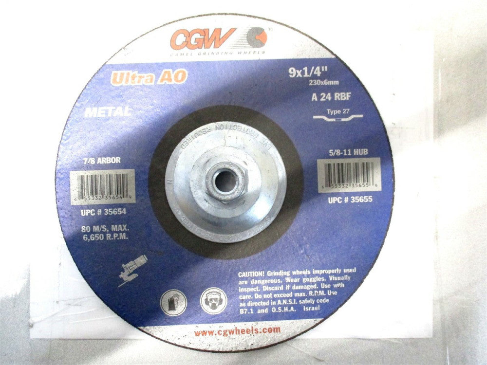 CGW (35655) 9 x 1/4 x 5/8-11 Aluminum Oxide Depressed Center Grinding Wheel