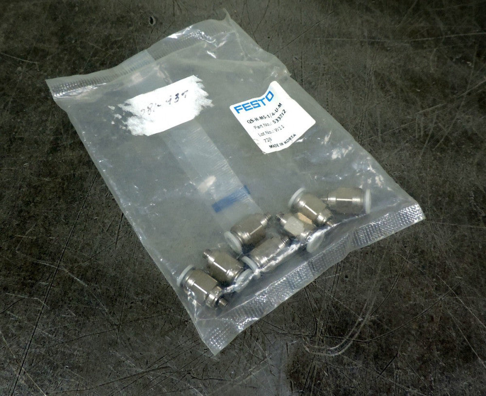 Festo QS-H-M5-1/4-U-M Tube Fitting 533212 Lot of  (7) Seven