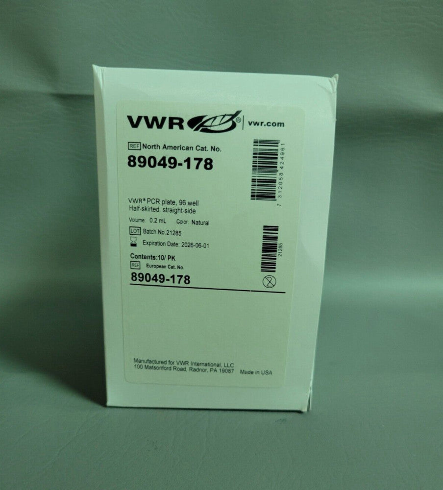 NEW VWR PCR PLATE 96 WELL HALF SKIRTED 0.2 ML 89049-178 10 PACK