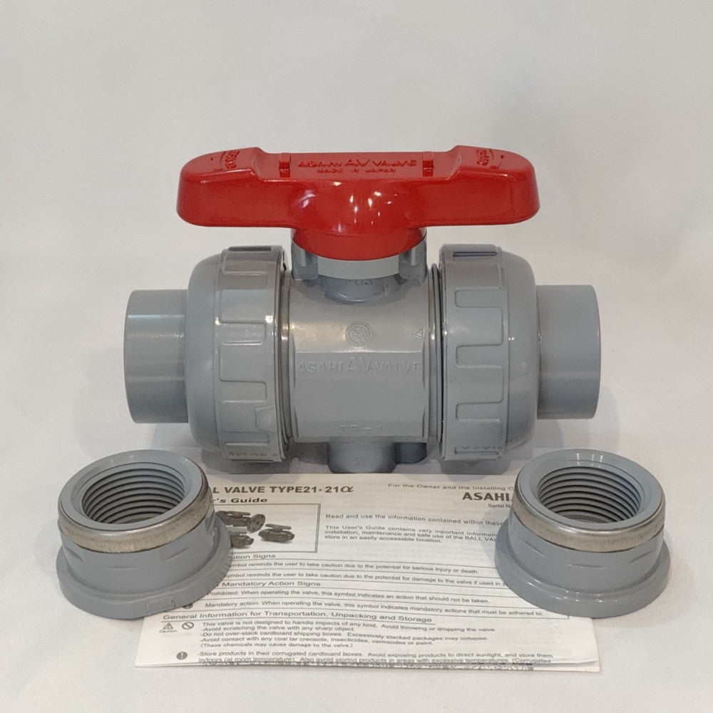 Asahi V2ALVCES8025 25mm 1" PVC Ball Valve CPVC SOC/THD Type 21 EPDM 230psi