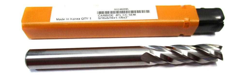 NEW (88246095) 5/16 x 5/16 x 1-1/8 x 3 4-Flute CC SE RH Carbide Square End Mill