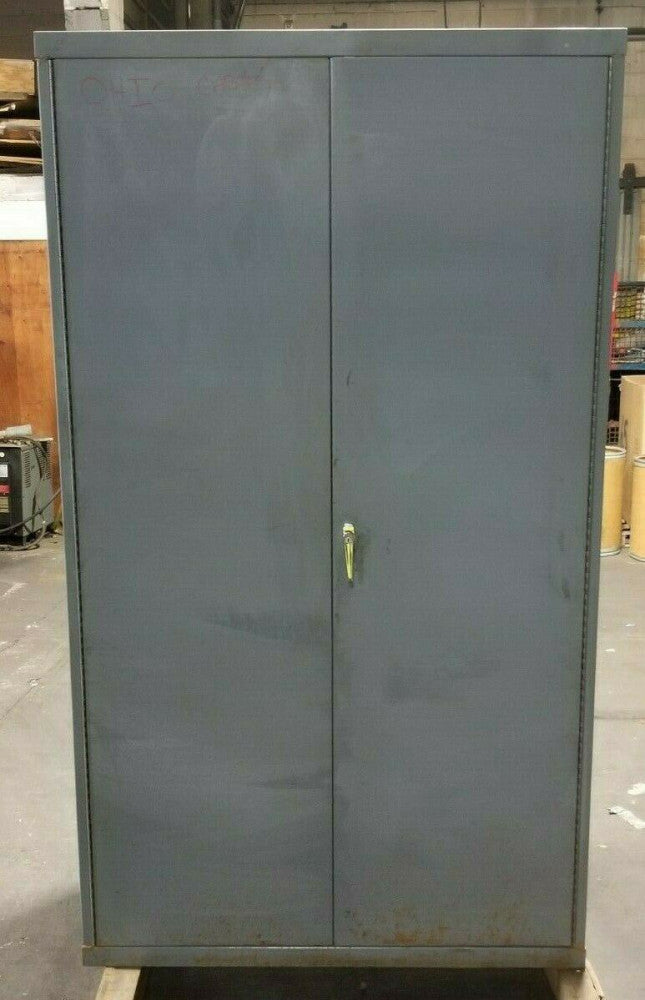 GRAY STEEL 4 SHELF STORAGE/TOOL CABINET 84" x 48" x 24" QUARTER TURN LOCK