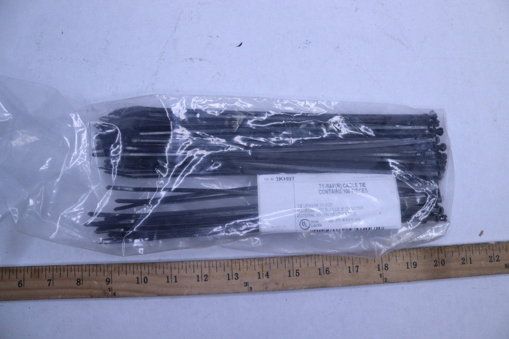 (100-Pk) Ty-Rap Cable Tie Nylon SS Barb Black 11-1/2 L x 3 Dia x 0.14" W 3KH07