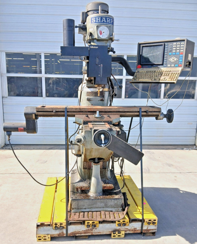 SHARP MILL W/DRO AND MITUTYO MILLSTAR III DIGITAL READOUT TABLE SIZE 9 X 42 IN.