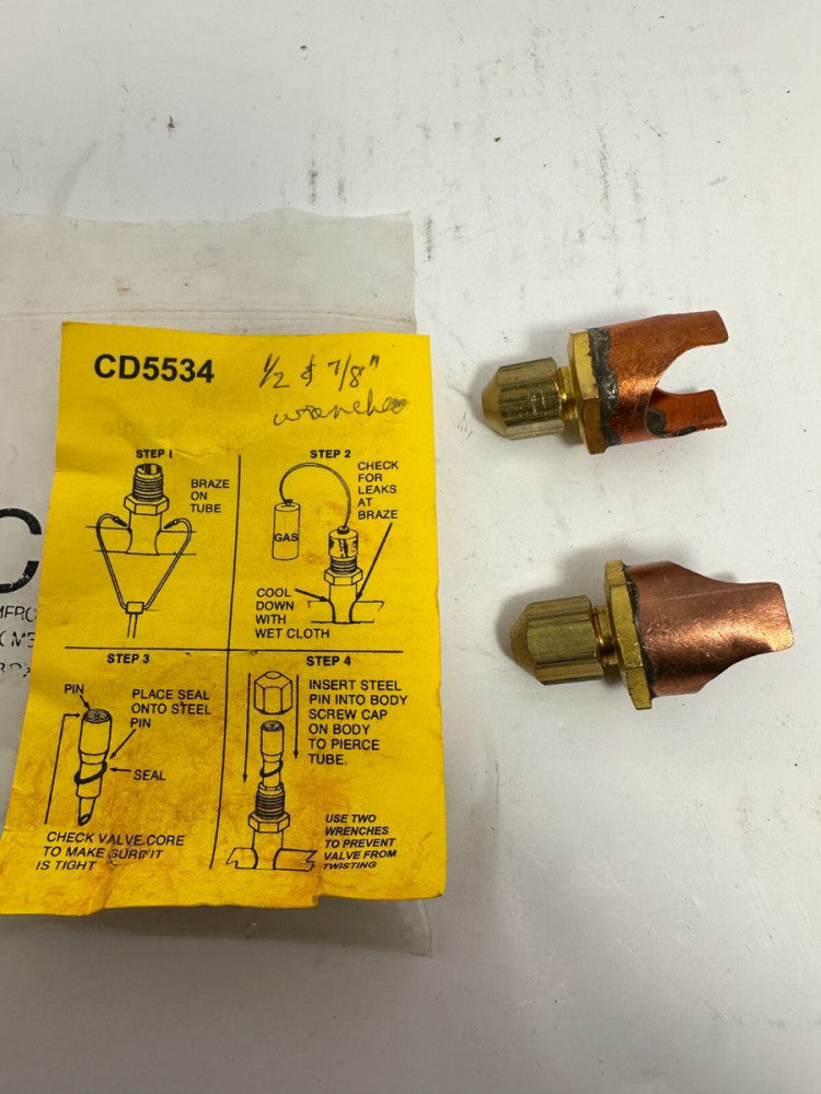 2pc C&D CD5534 Braze On Self Piercing Copper Saddle Valve