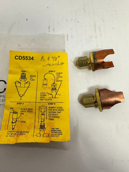 2pc C&D CD5534 Braze On Self Piercing Copper Saddle Valve