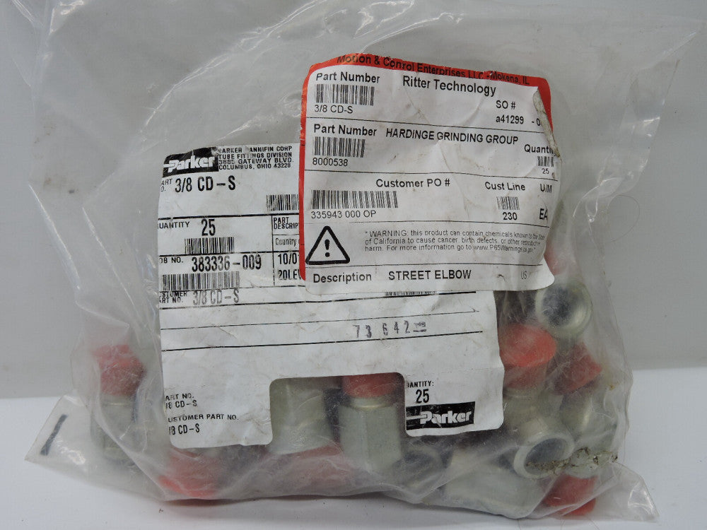 (25 Pack) Parker 3/8 CD-S Street Elbow NPTF / NPTF - NEW!